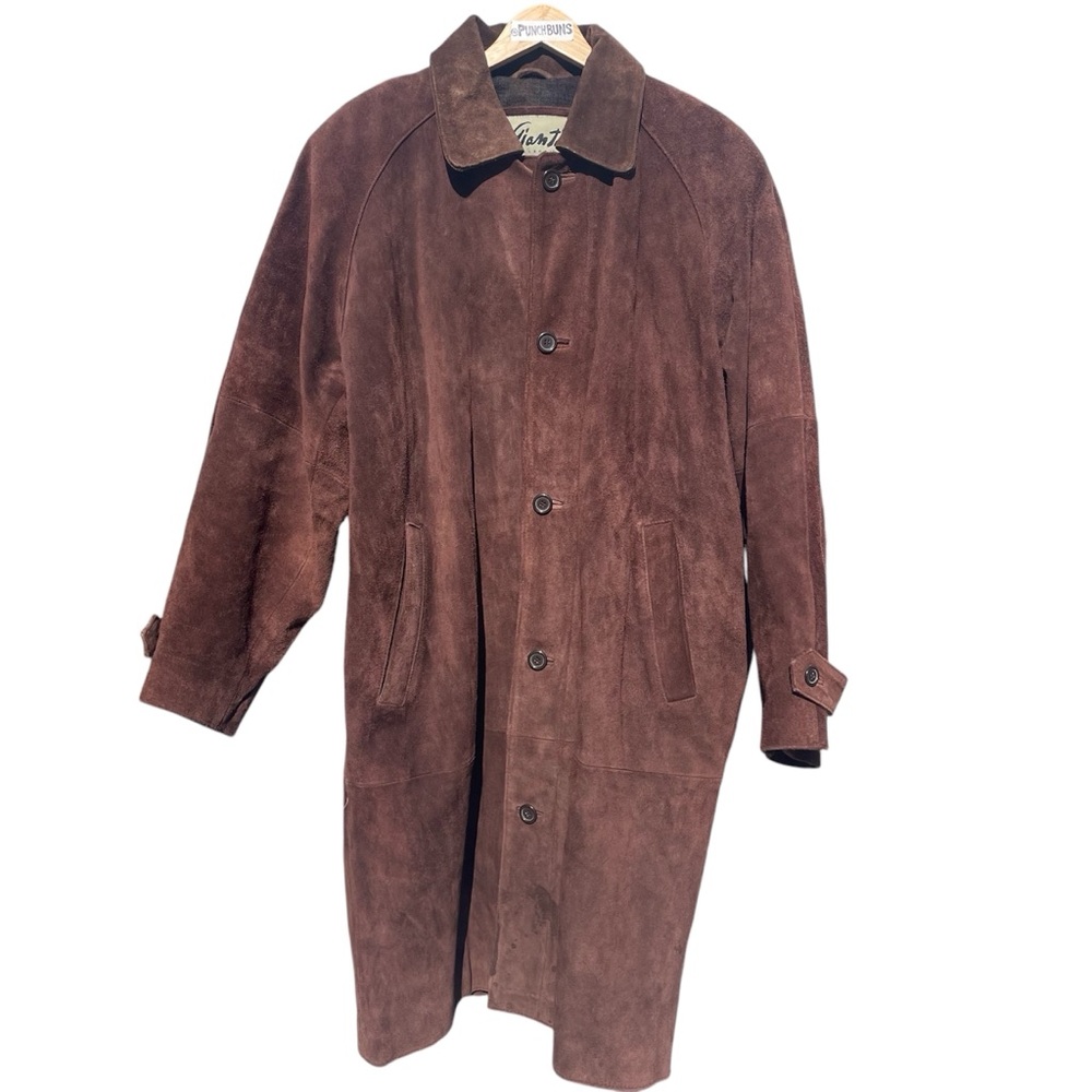 Men's Brown Suede Trench Coat